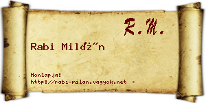 Rabi Milán névjegykártya